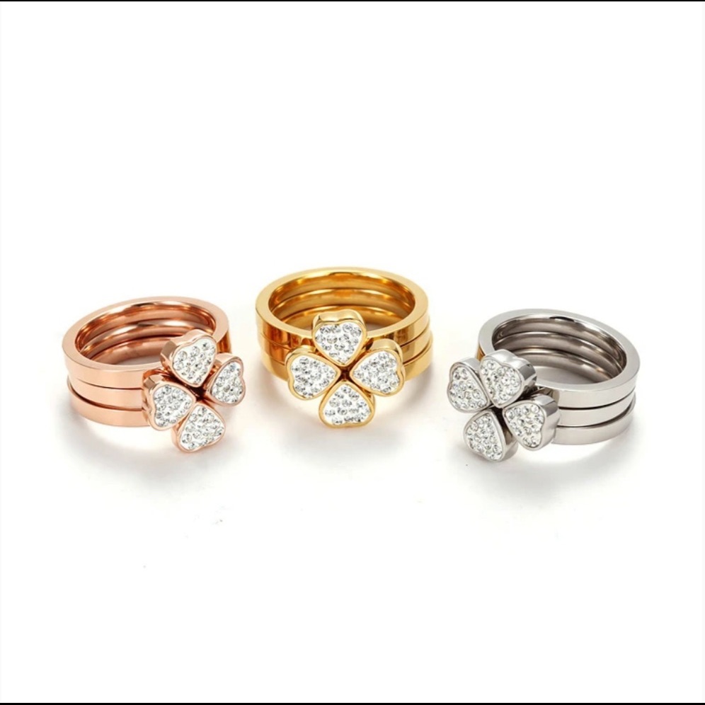 Clover Micro Pave Ring Set